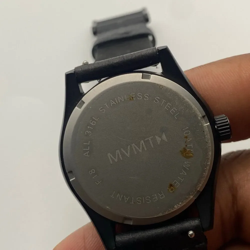 Sleek MVMT Rise Black-on-Black Watch - 39mm Case, New Battery